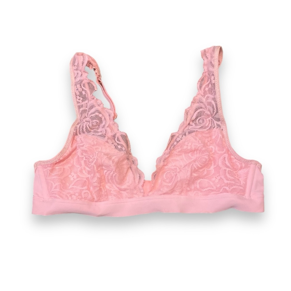 PINK Non Padded Bralette Light Pink Lace Size M